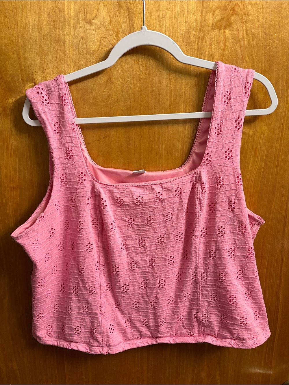 Old Navy Pink Eyelet Square-Neck Tank Top